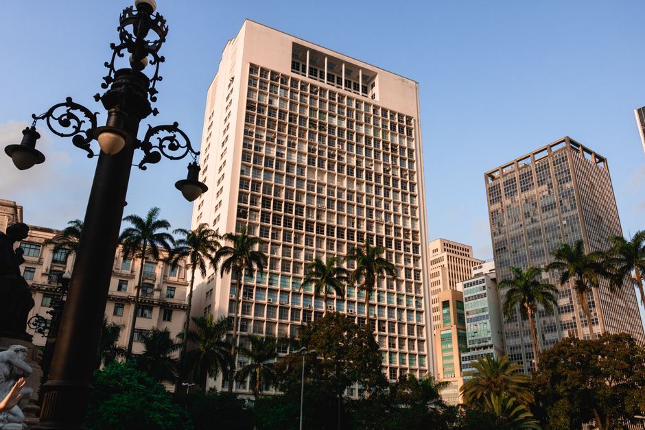 Brazil modern office building exterior glass facade garden