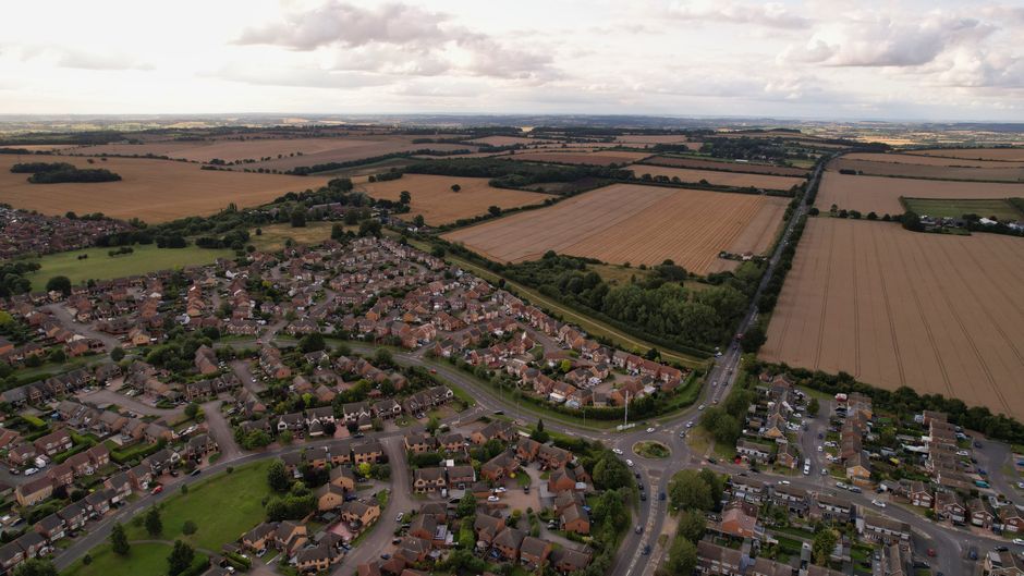UK village residential area houses UK