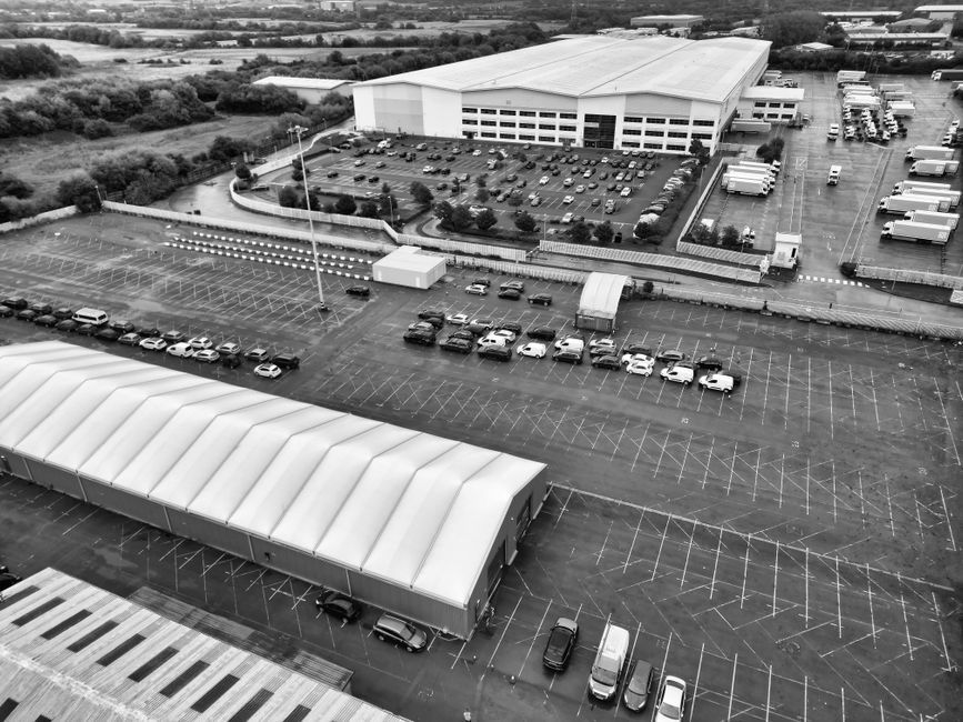 UK distribution warehouse building exterior