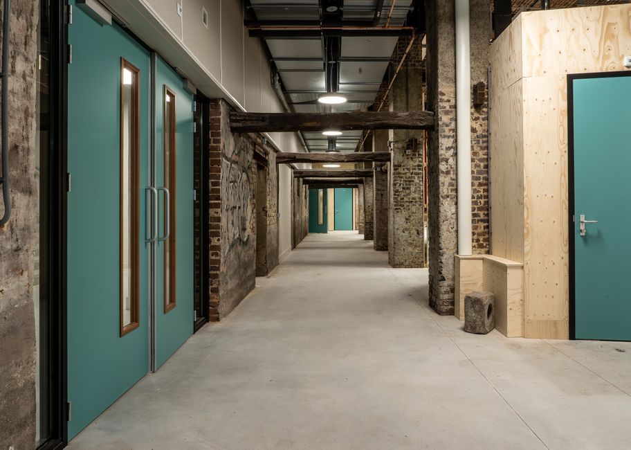 converted school building interior living space
