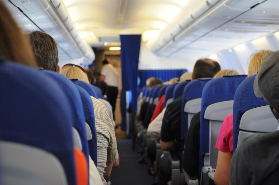 modern airline passenger cabin interior economy
