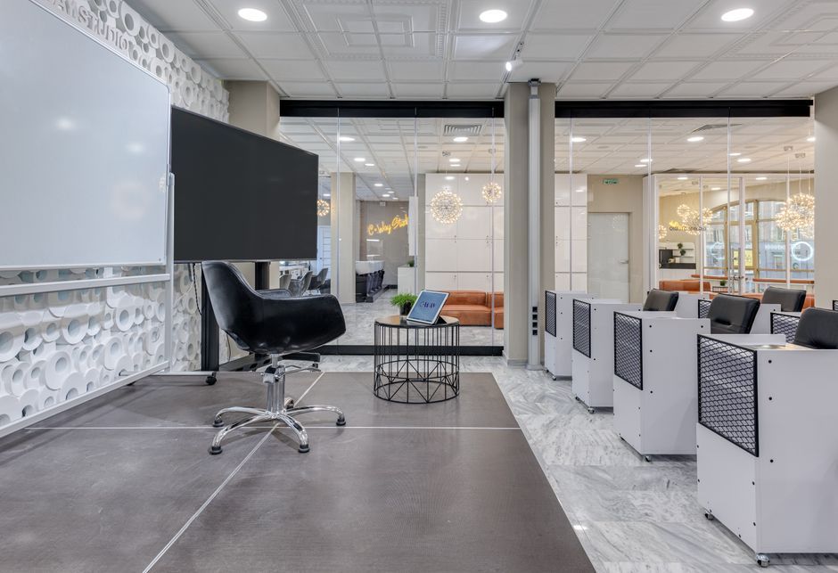 modern office meeting room display screen