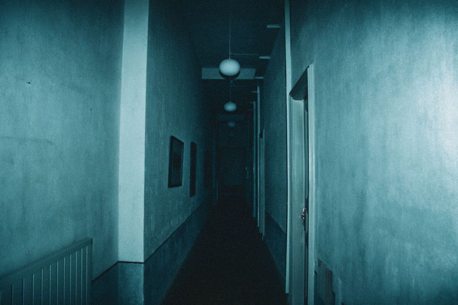 dark abandoned hallway horror building interior