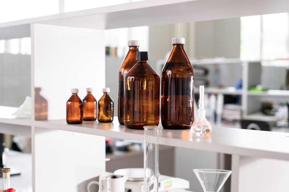 scientific laboratory research bottles no brand logo