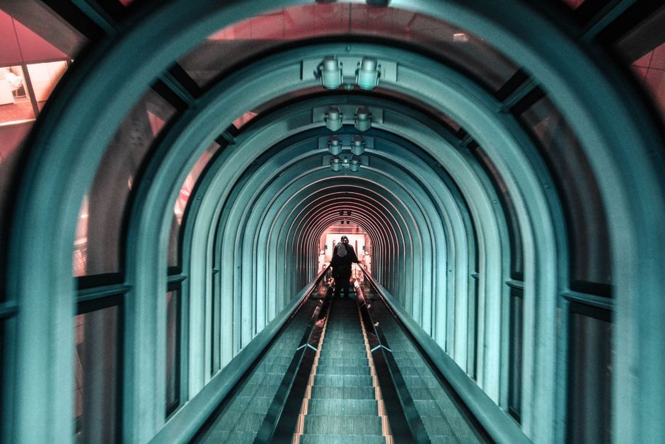 science fiction spaceship corridor dark atmosphere