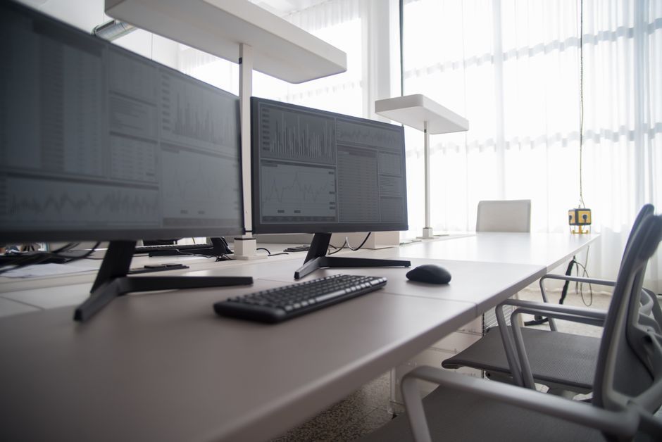 modern technology office workspace computer screen
