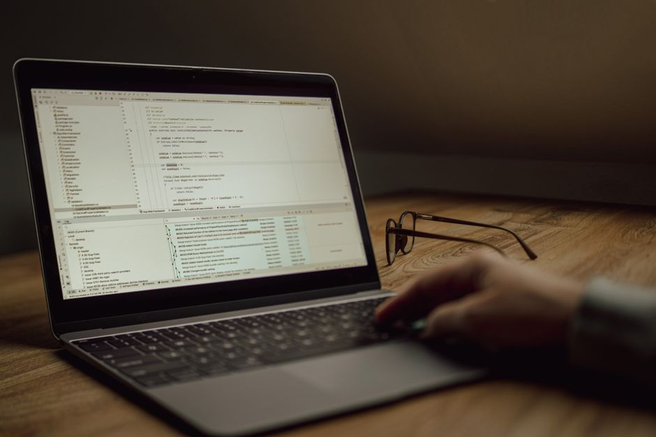 software development laptop workspace code