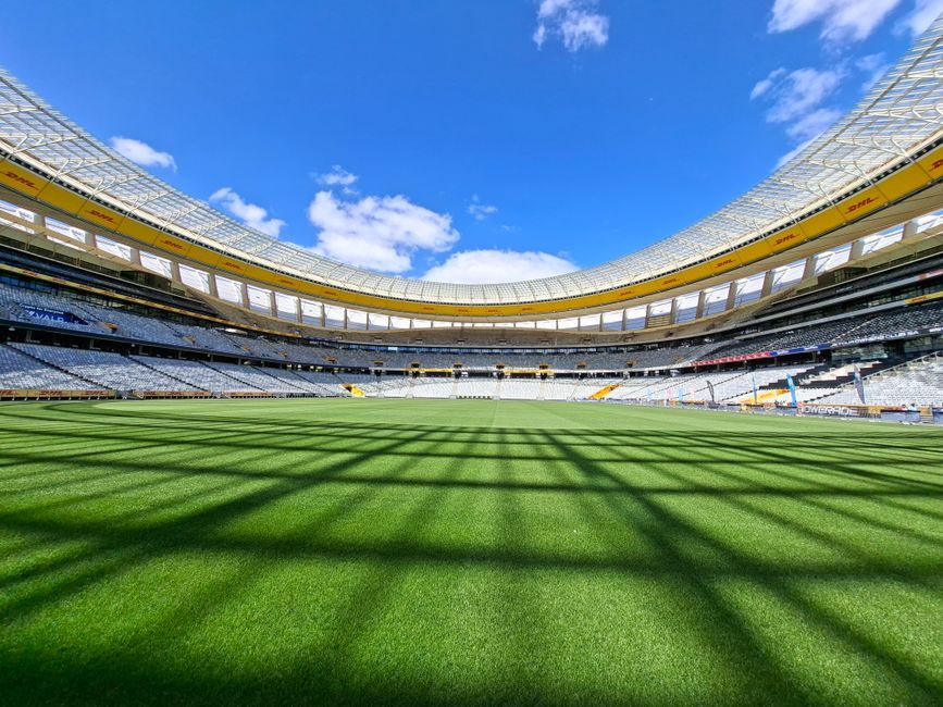 South Africa rugby stadium green pitch daylight