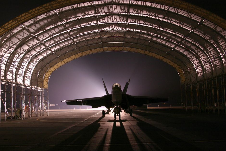 military aircraft hangar security tarmac