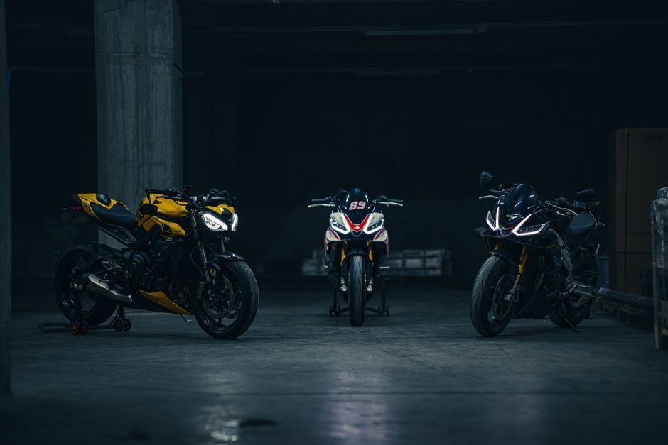 sleek dark motorcycle exhibition