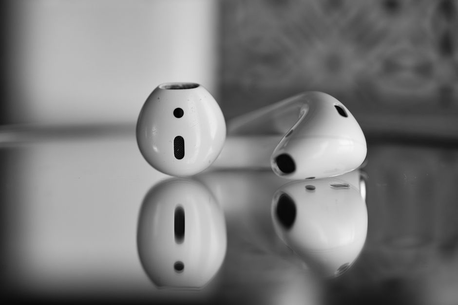 wireless earbuds tech gadget close up