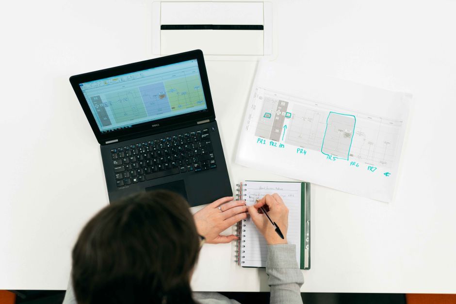 database relationship diagram notebook office desk