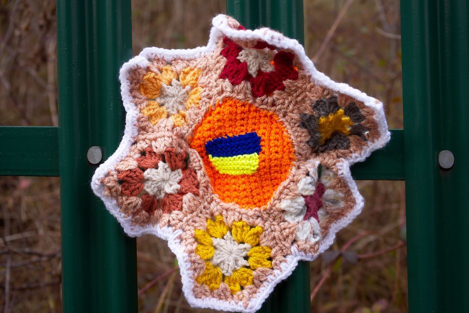 hand crocheted floral textile close up macro