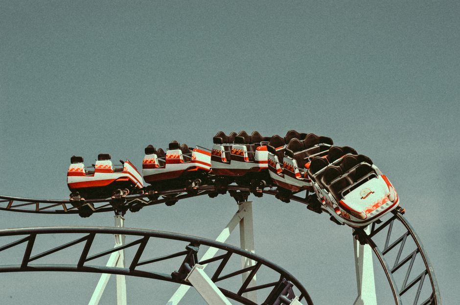 roller coaster ride track aerial view