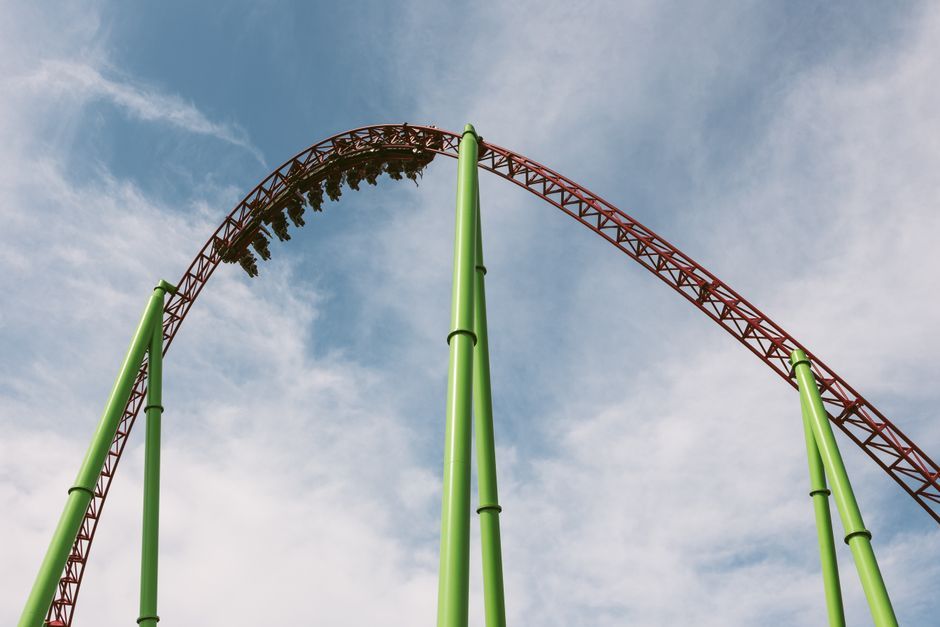 California amusement park rollercoaster track exterior