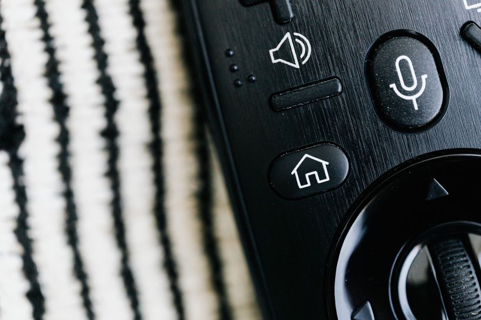 smart TV remote control close up