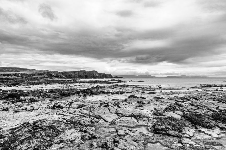 British weather reporter stormy coastline Scotland