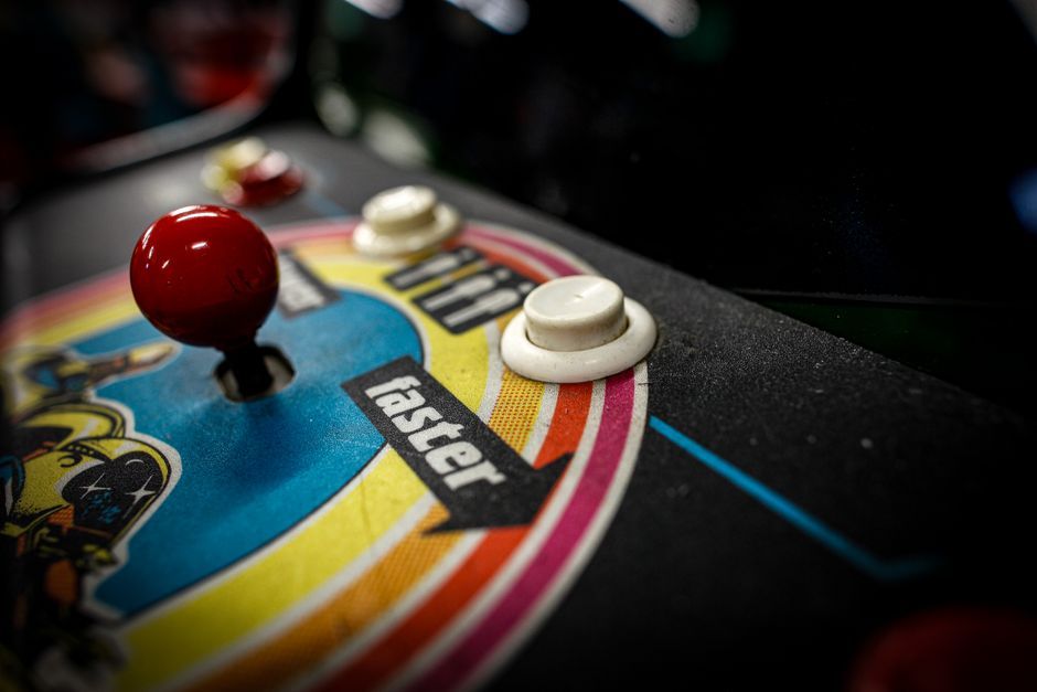 arcade fighting game controller close up
