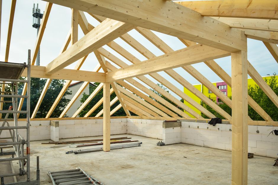 The Slender House timber structure