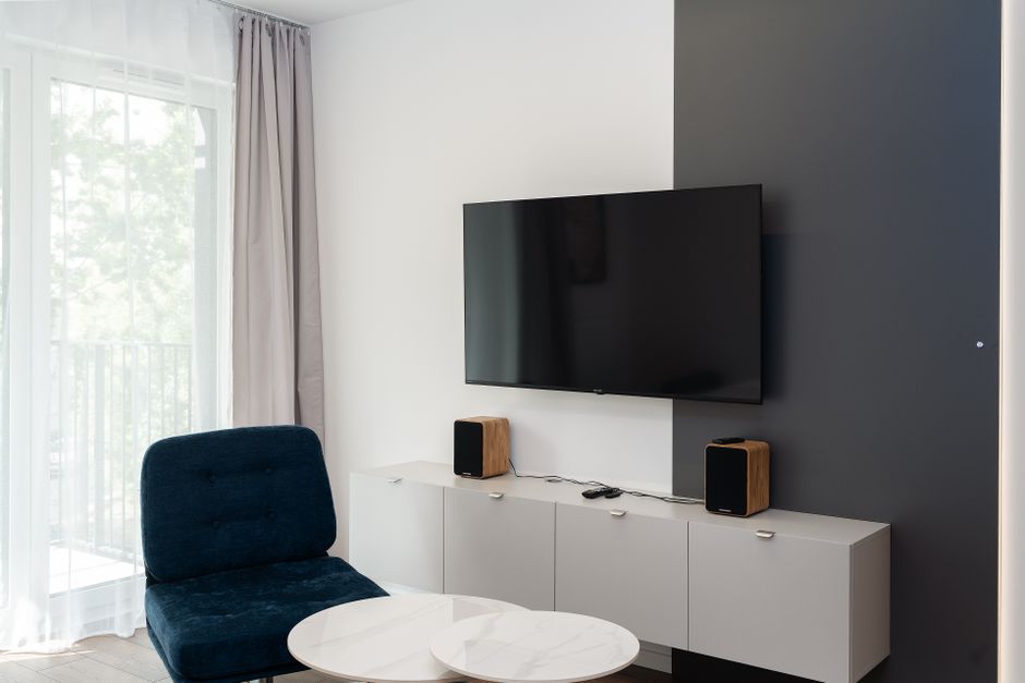 modern minimalist contemporary architecture living room television screen no logo