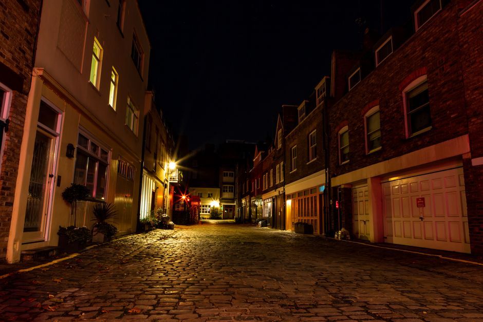 London street night film production lights