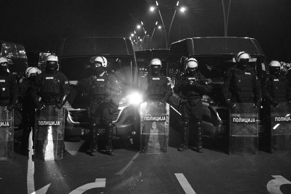 Belgrade Serbia street protest crowd