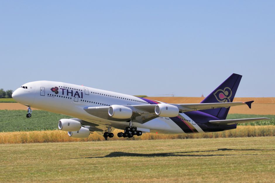 Airbus passenger airplane interior or exterior Thailand travel
