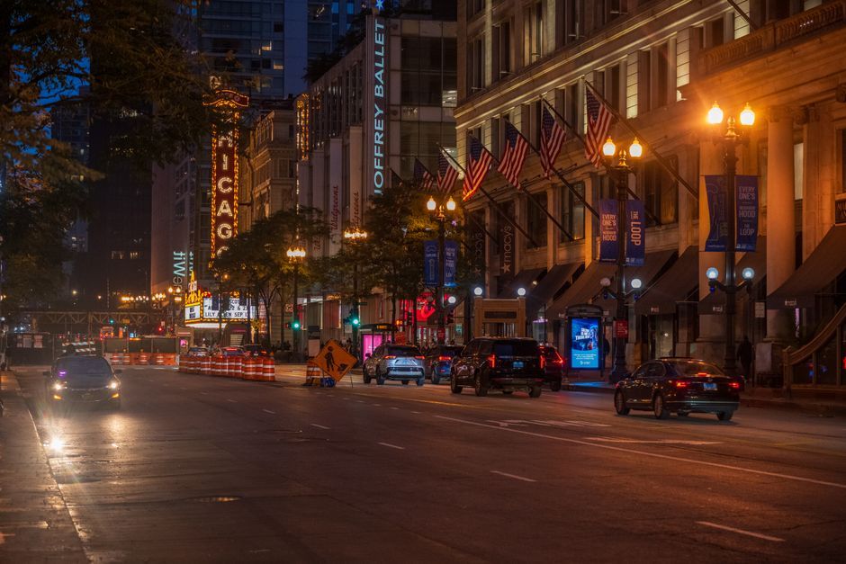 American urban street night city