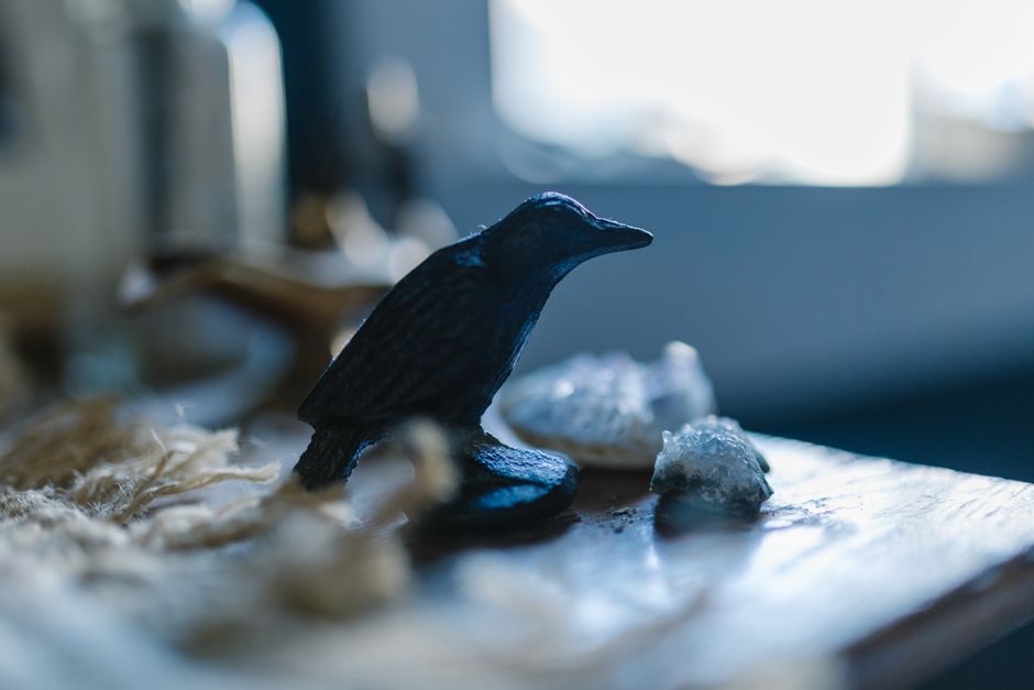wooden bird sculpture lamp desk object