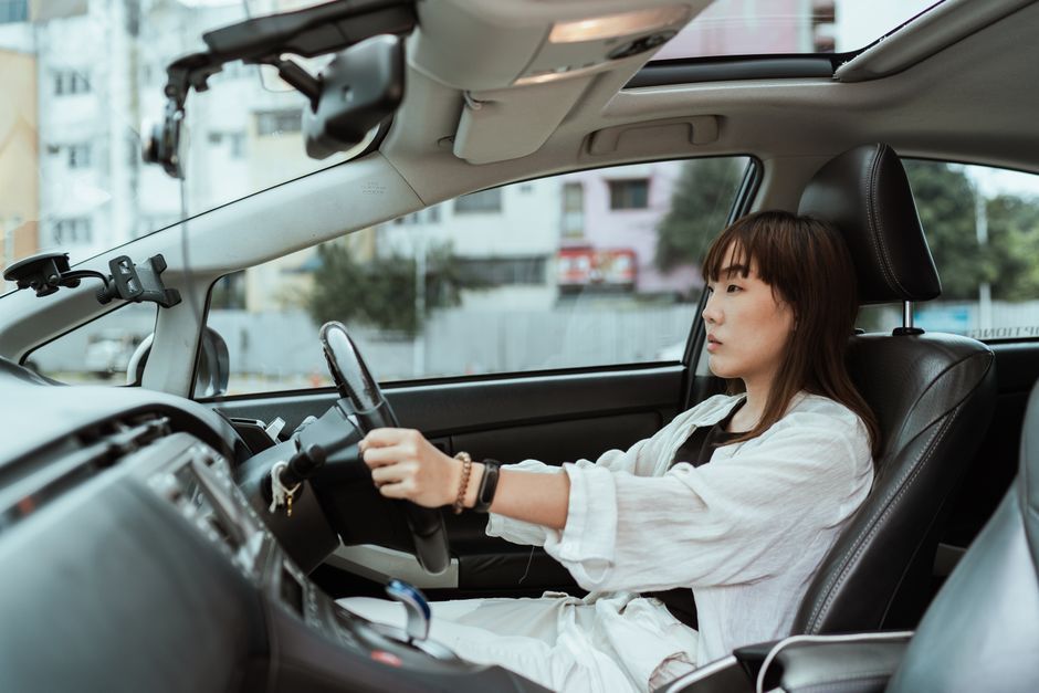 traveler driving modern car road trip