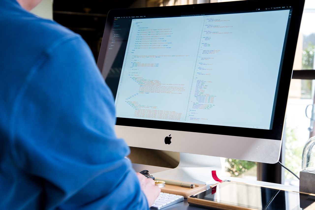 software code development screen computer workspace