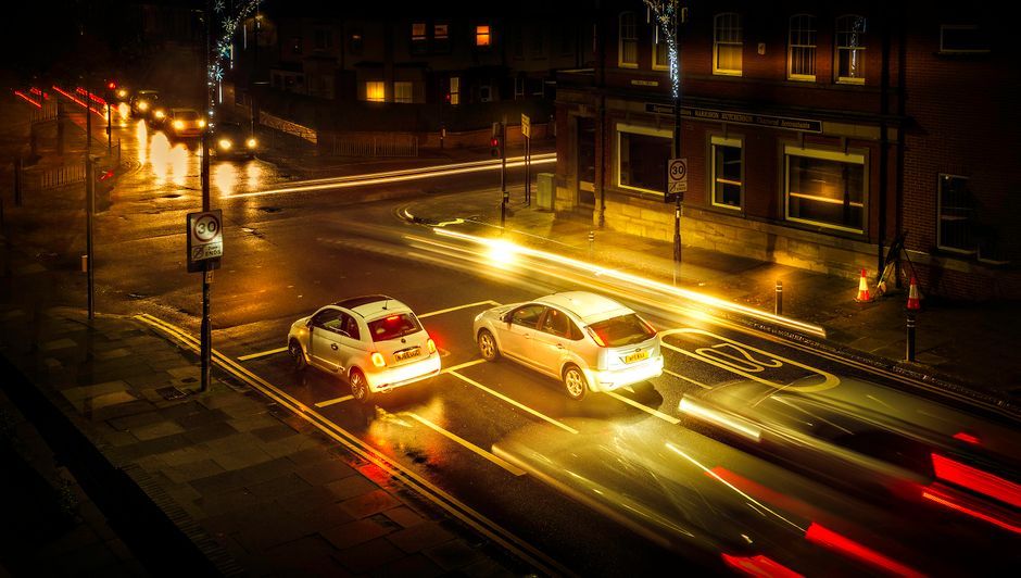 UK highway traffic rain cars