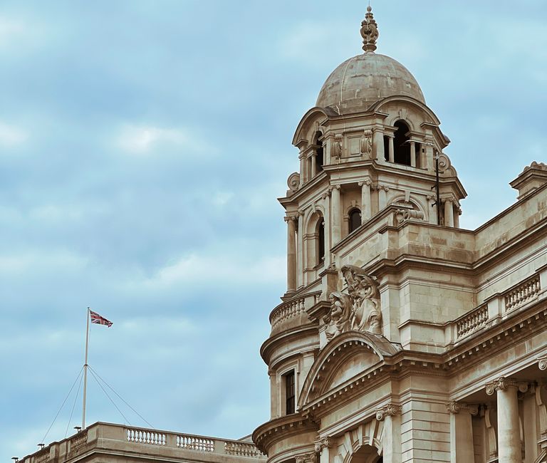 UK government building exterior flagpole London