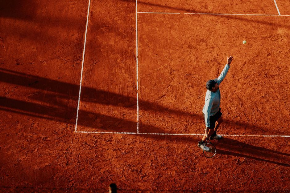 tennis player court match action