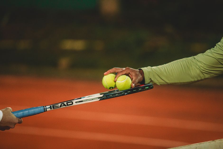professional tennis player celebrating court US Open