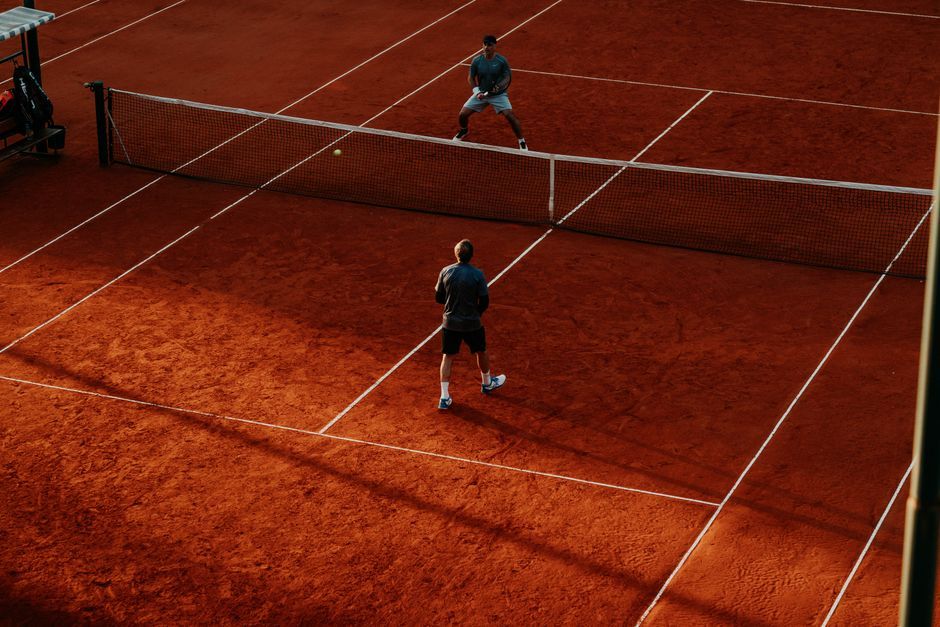tennis court match action