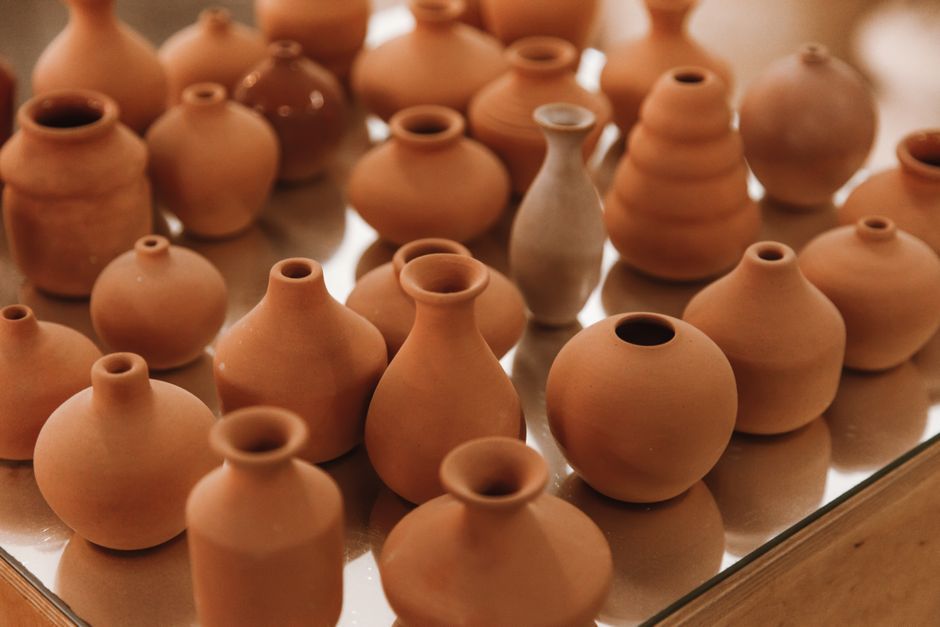 ceramic earthenware vase plant foliage minimalist design