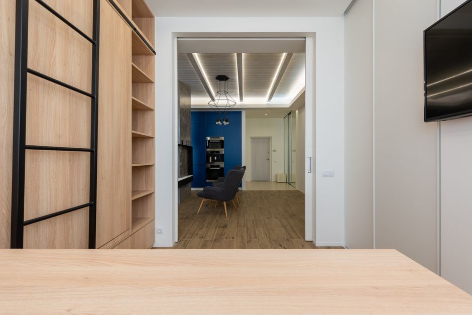 modern apartment interior hosting workspace