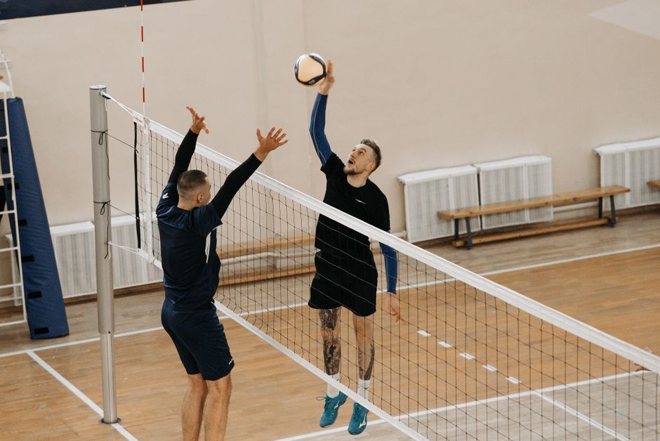 indoor volleyball net match court
