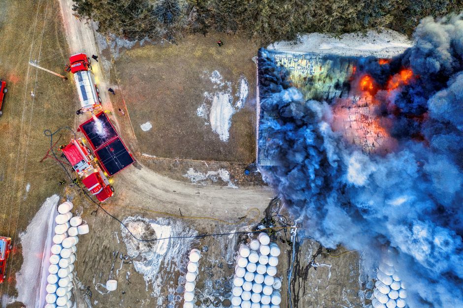 warehouse smoke destruction drone