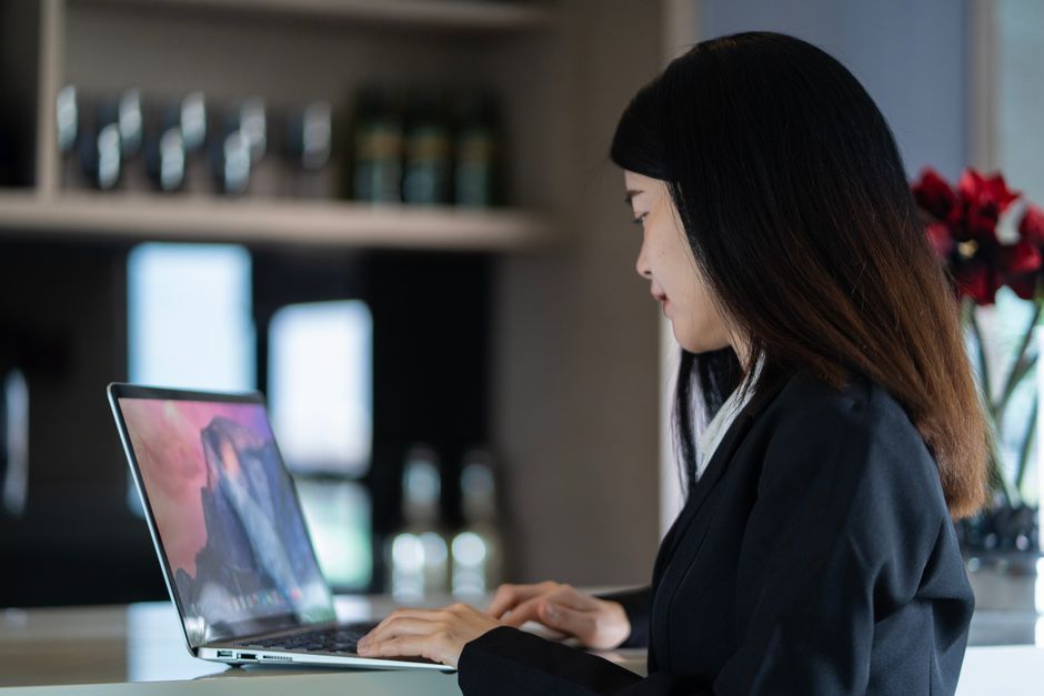Bangkok office worker using computer AI technology