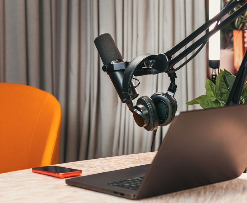 digital content creator workspace laptop