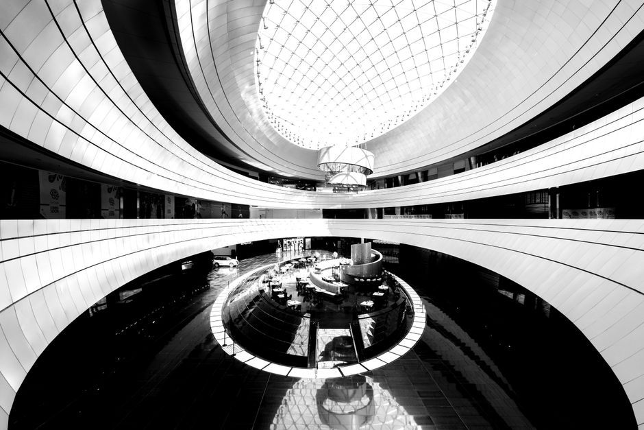 Bangkok luxury shopping center interior atrium Thailand