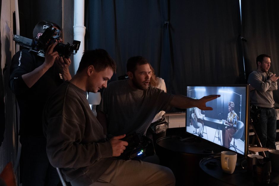 film director camera monitor studio setup